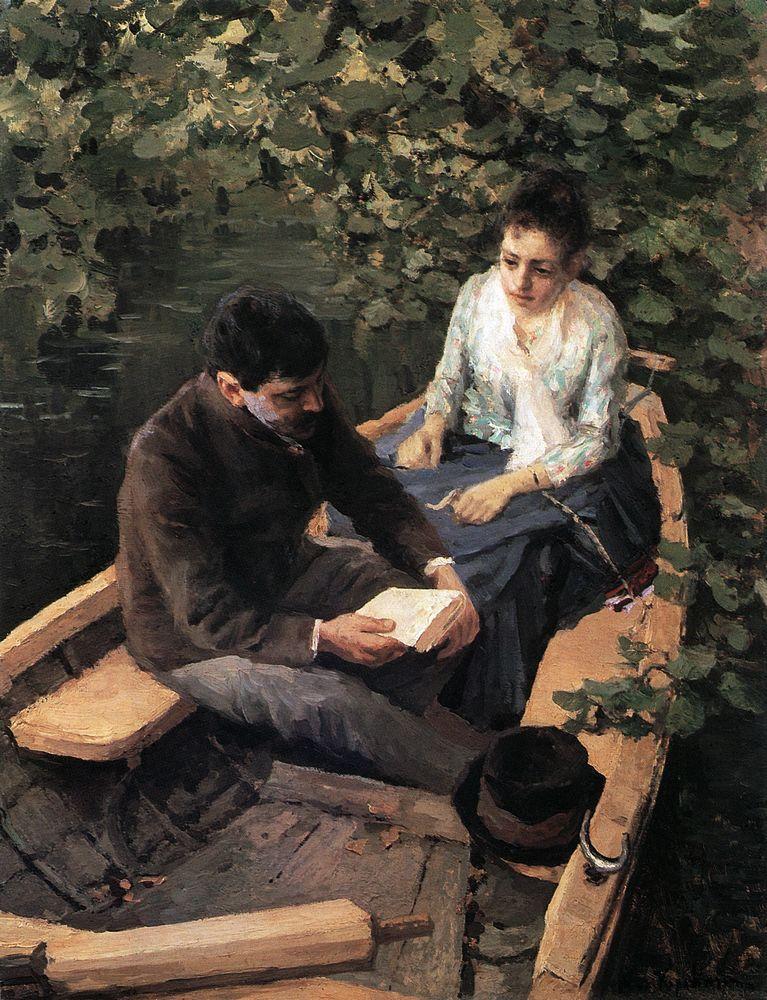 In the boat, 1888, by Konstantin Korovin