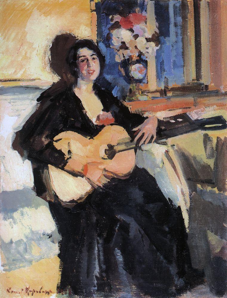 Lady with a guitar, 1911, by Konstantin Korovin