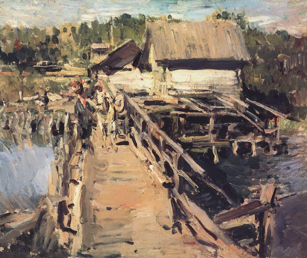 The bridge at the mill, 1908, by Konstantin Korovin