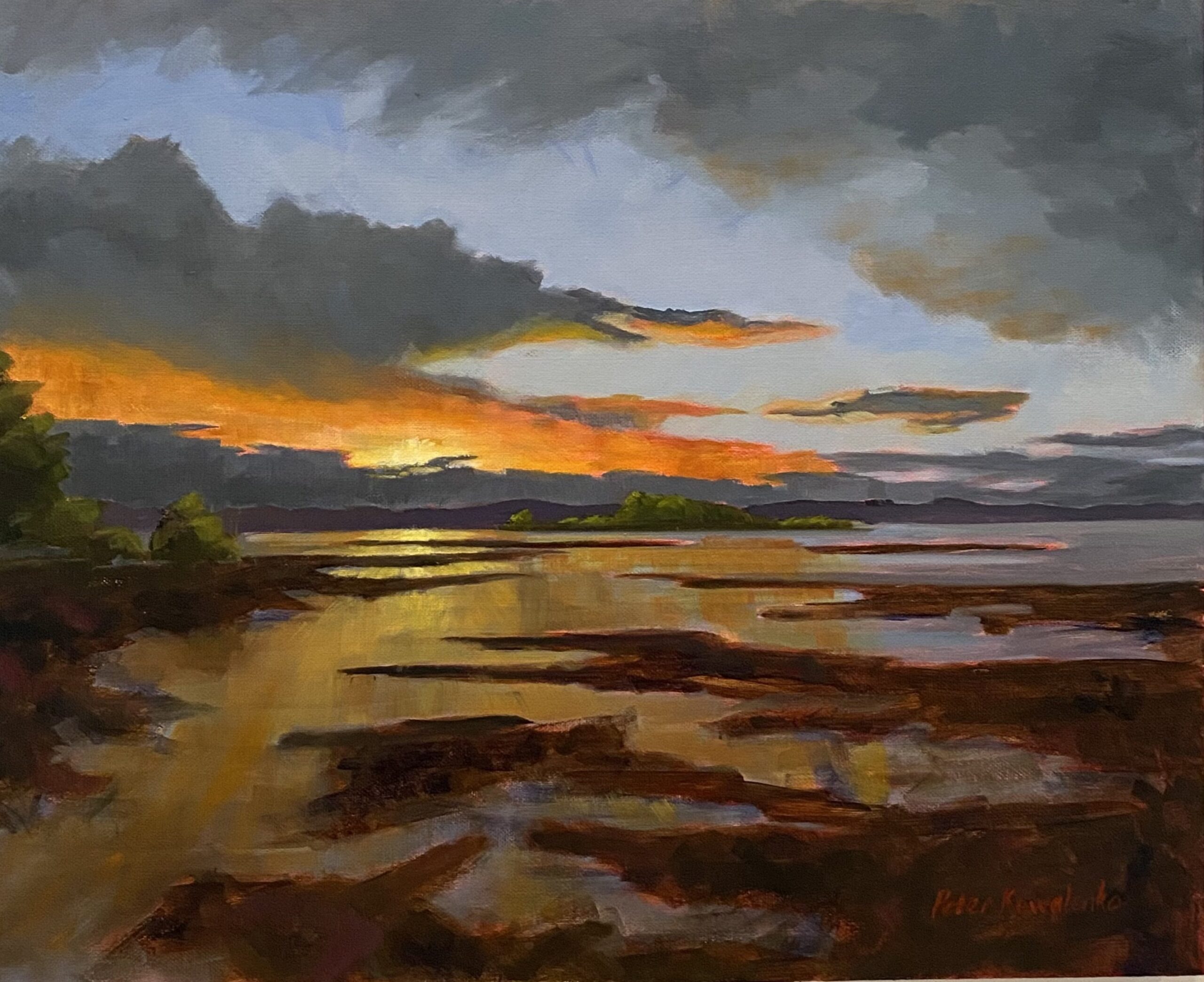 "Sunrise Over Moreton Bay" OIl on canvas, 50cmx40cm, Peter Kowalenko