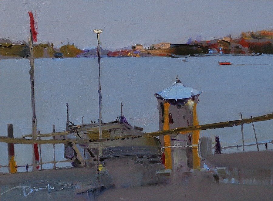 Stockholm.-Evening-embankment-by-Veronika-Lobareva-16x22-cm-cardboard-oil-2019