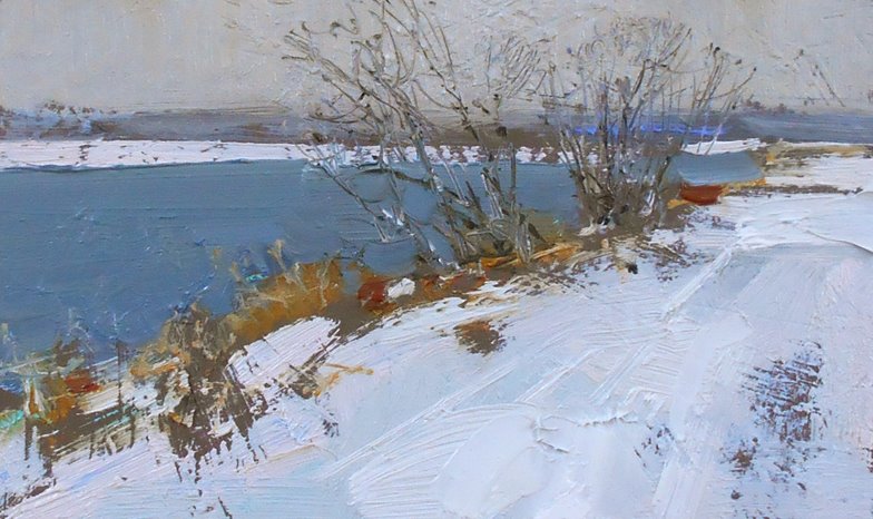 Irkutsk.-Dam-of-hydroelectric-power-station.-Bay-by-Veronika-Lobareva-7.8х13-cm-cardboard-oil-2017
