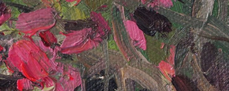 A small section of Raybould's painting showing beautiful brushwork