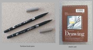 Tombow brush pens and sketchpad for notan