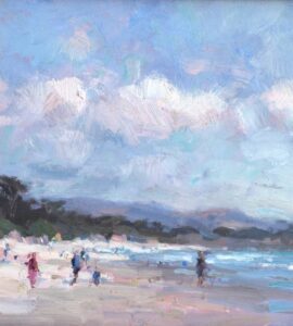 Cat. No. 1023 And Then The Sun Came Out, Carmel Beach - 16in x 20in - Oil on Canvas