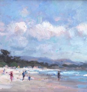 Cat. No. 1023 And Then The Sun Came Out, Carmel Beach - 16in x 20in - Oil on Canvas