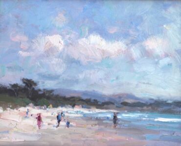 Cat. No. 1023 And Then The Sun Came Out, Carmel Beach - 16in x 20in - Oil on Canvas