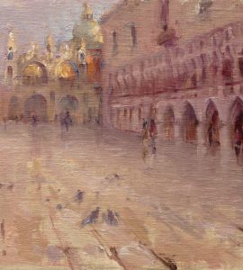 Cat. No. 938 First Light Over St Marks Venice - 8in x 10in - Oil on Linen - 2009