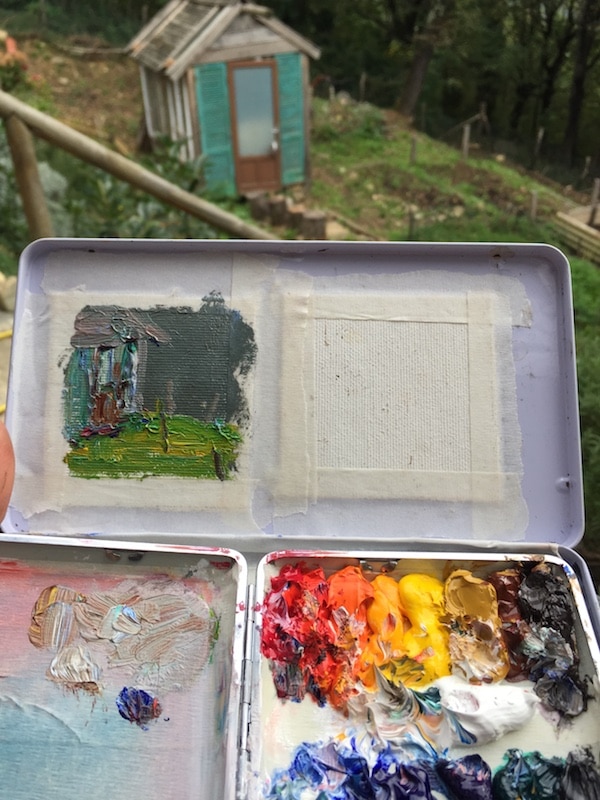 DIY pochade box for plein air painting. (This box is easy to make at home -  full instructions!) 