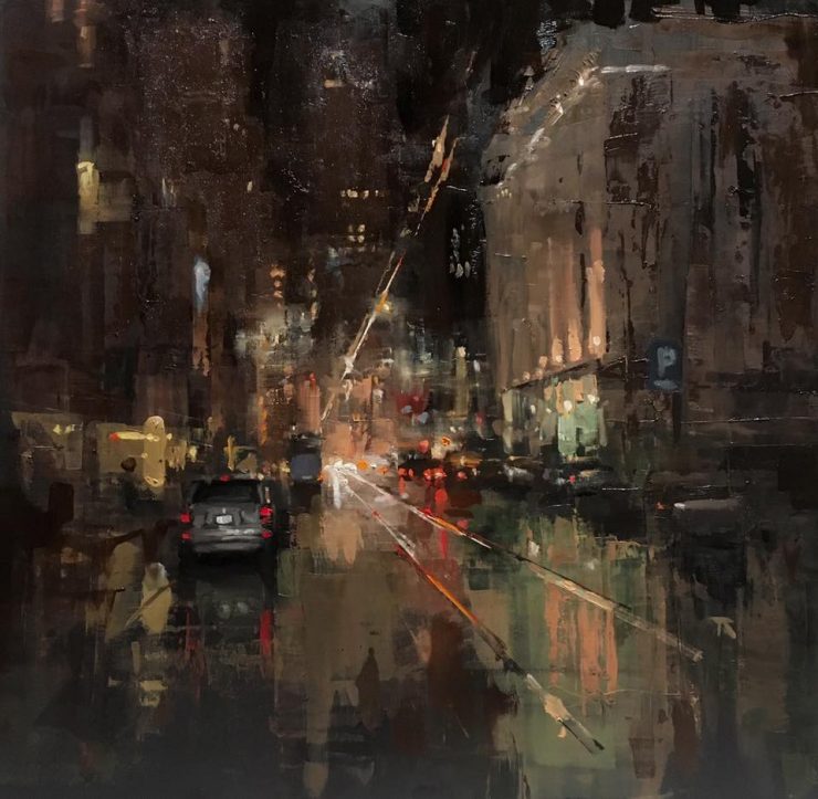 Thomas Ruckstuhl, oil painting city street scene - alumni