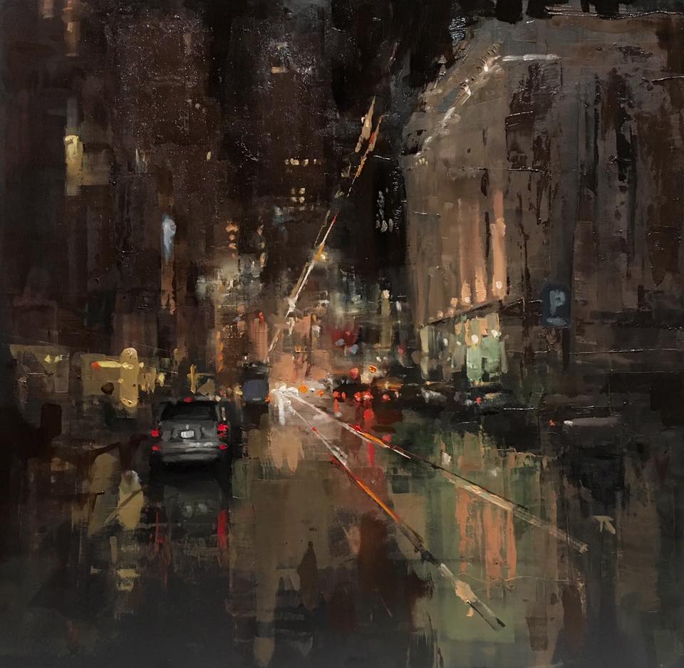 Thomas Ruckstuhl, oil painting city street scene