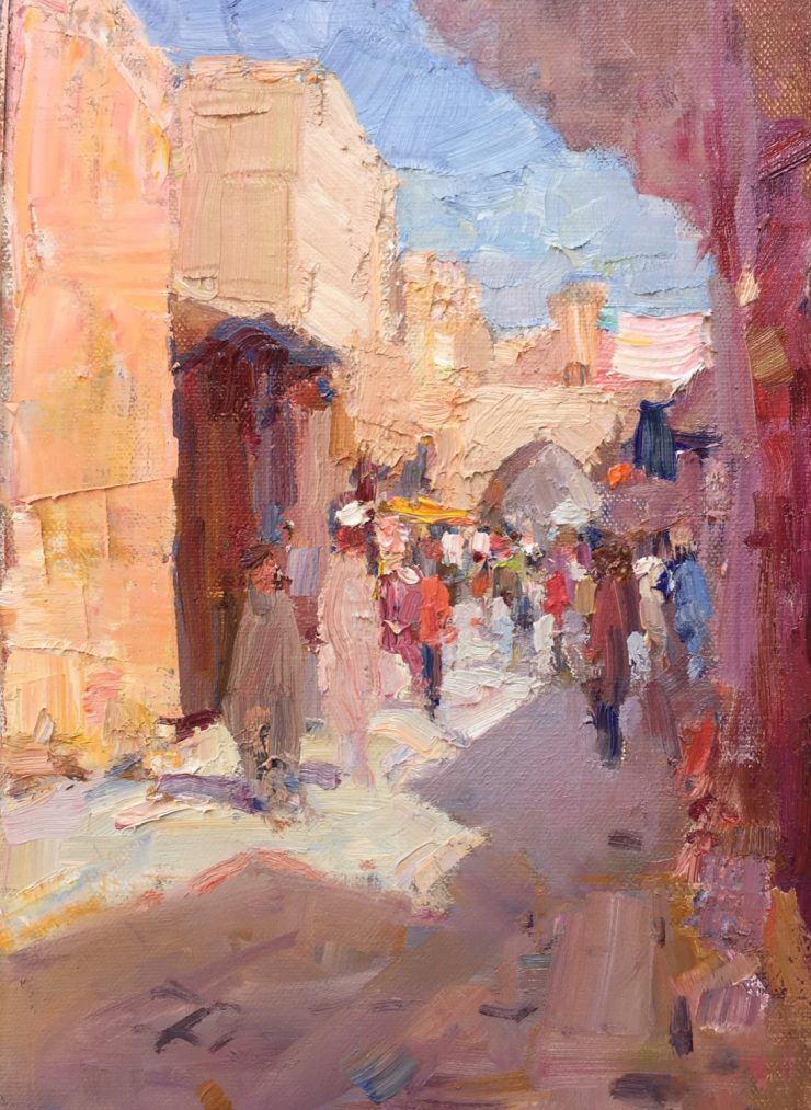 Marrakesh Medina, by Barry John Raybould, 22cm x 30cm, Oil on Linen, , 2020