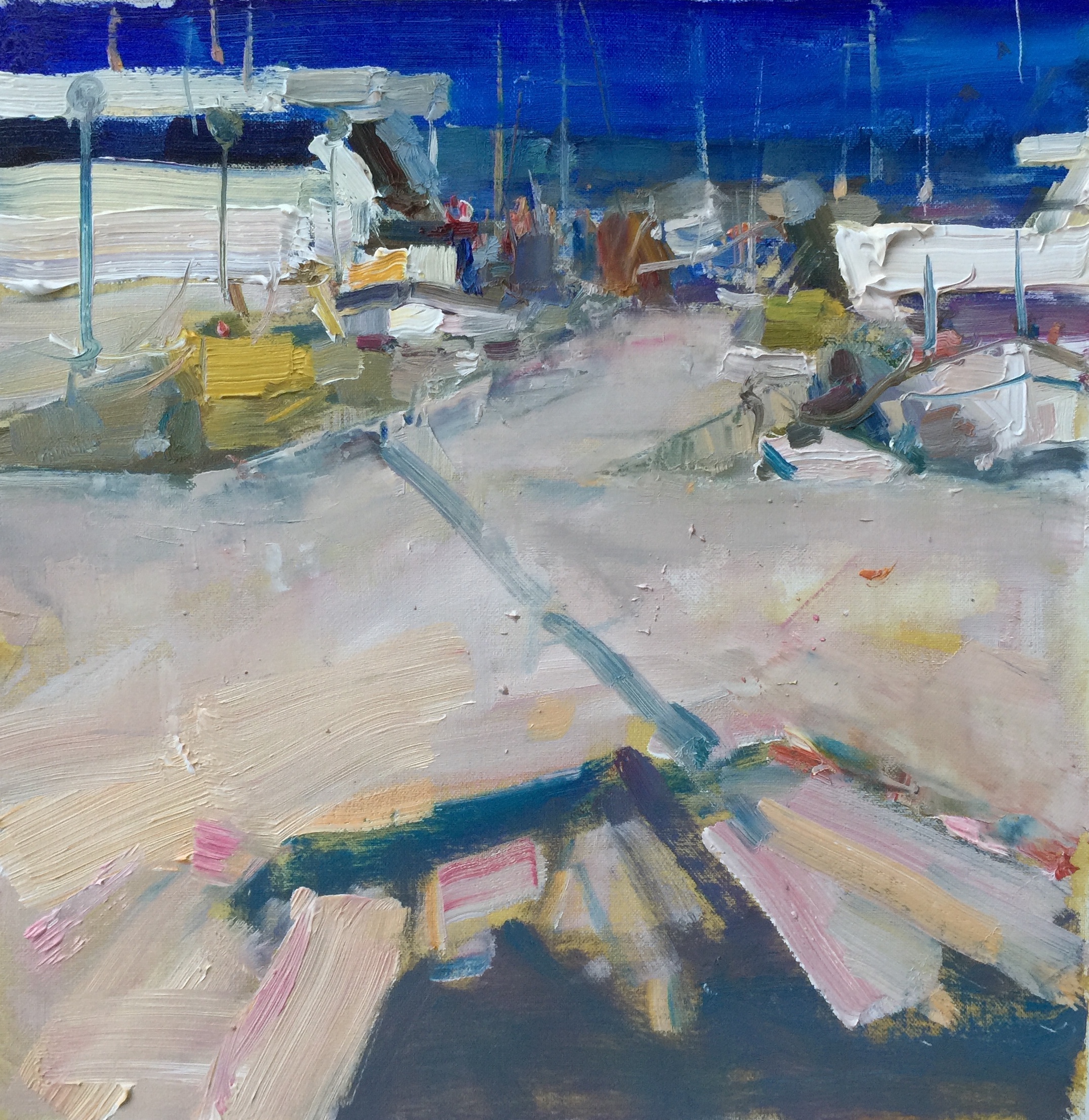 Cat. No. 1368 Corfu Marina - 23cm x 22.5cm - Oil on Linen - 2020