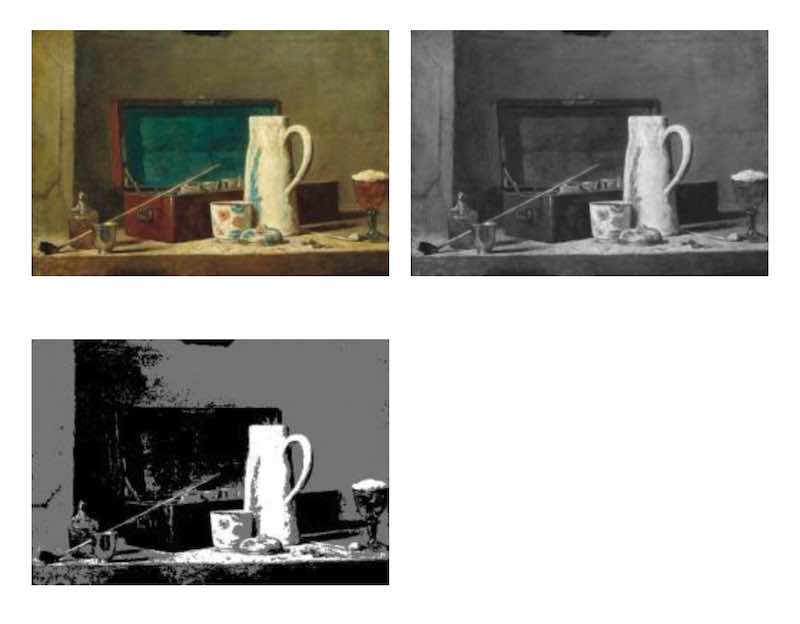 three value notan - "Pipes and Drinking Vessels”, by Jean-Siméon Chardin (1737)