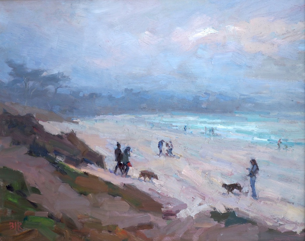 Cat. No. 1022 Best Friends Carmel Beach - 24in x 30in - Oil on Canvas