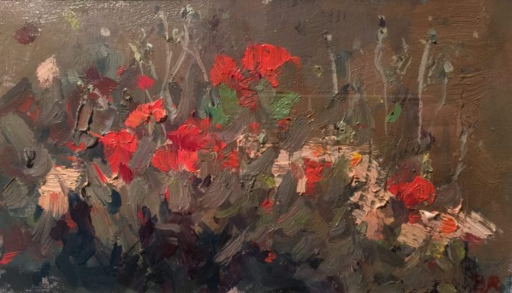 Pianello-Poppies Oil on Linen by Barry John Raybould