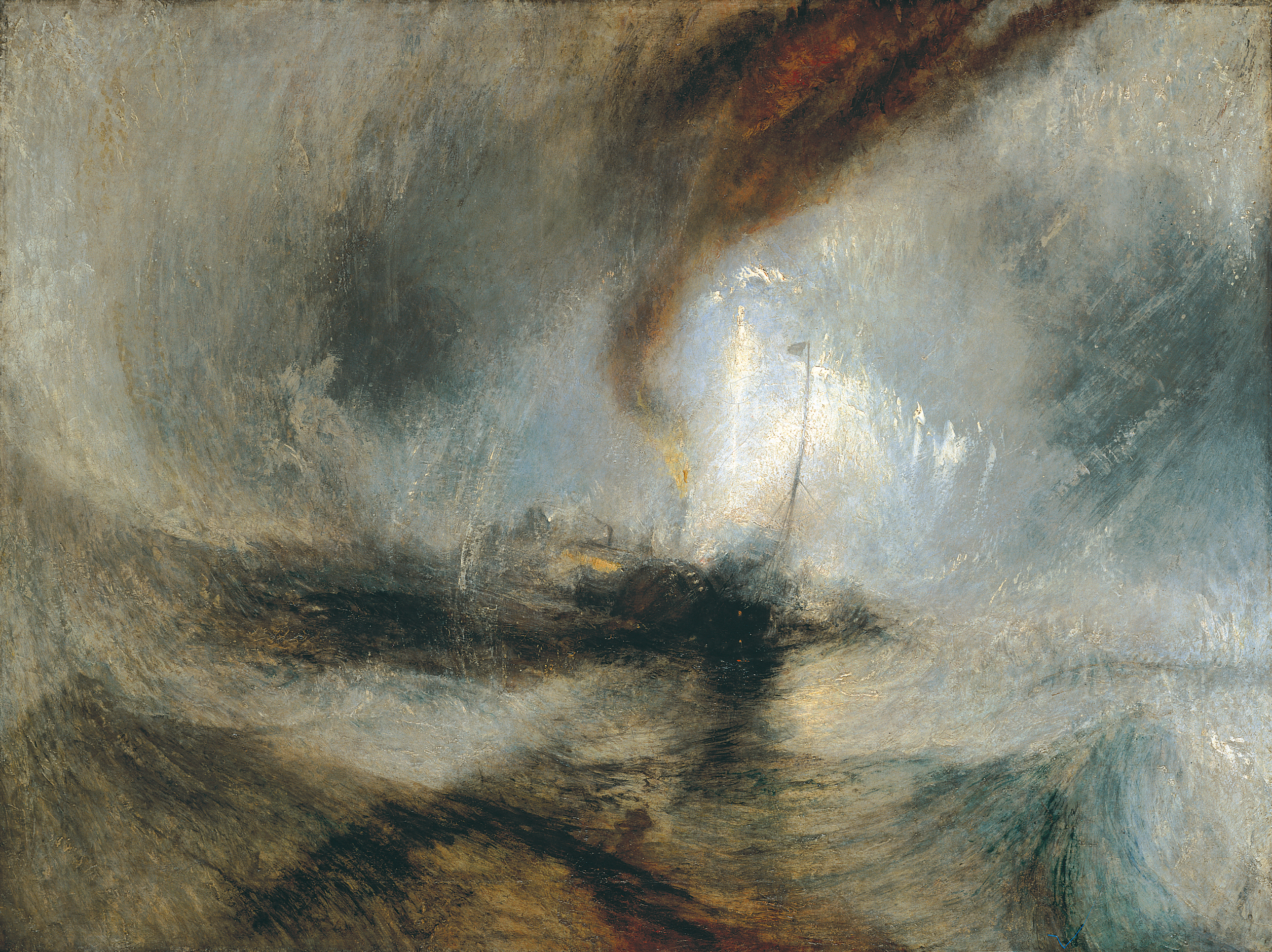 Snow Storm Steam Boat off a Harbour' Mouth by Joseph Mallord William Turner