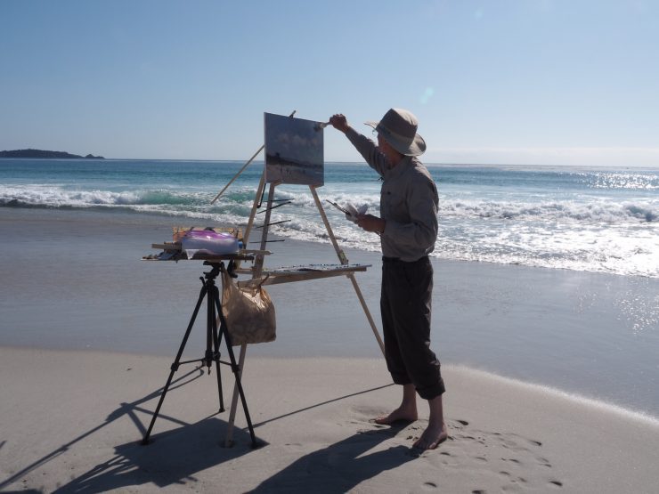 Barry John Raybould plein air painting on the coast of California