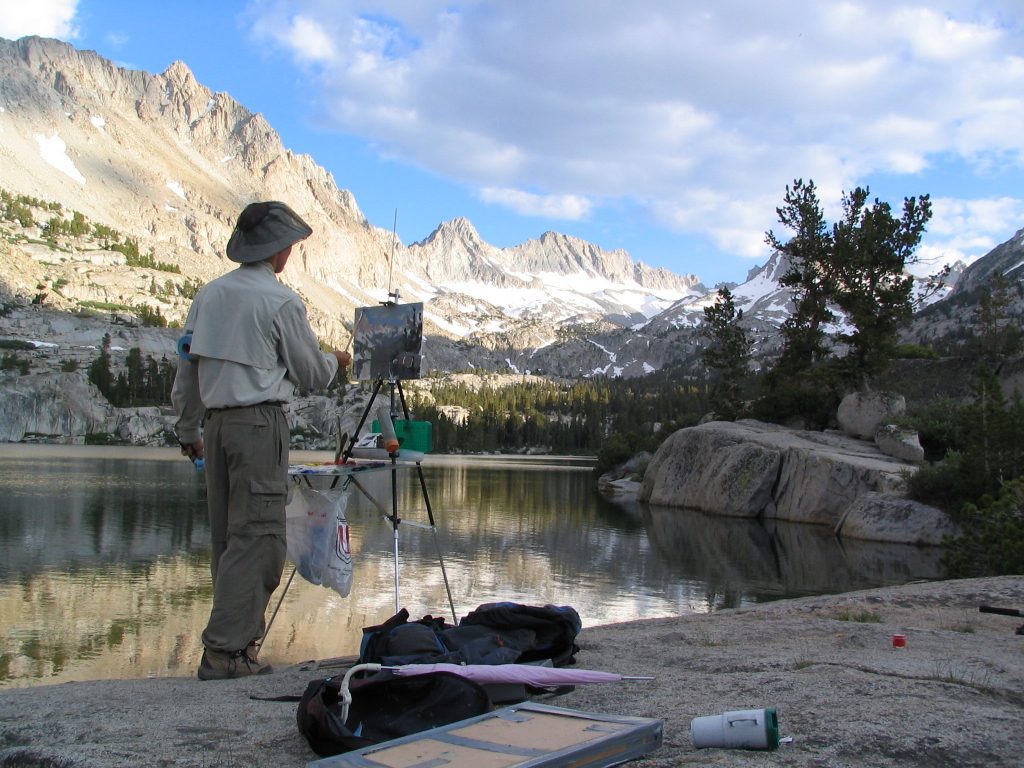 Barry John Raybould plein air painting in the Sierra Mountains, California