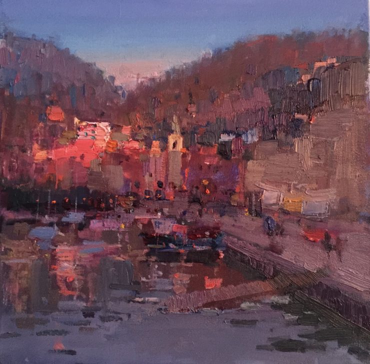 Lerici Harbor, by Barry John Raybould, 40cm x 40cm, Oil on Canvas, 2019