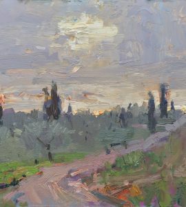 Val di Chiana Sunset, Tuscany Italy, by Barry John Raybould, 10in x 12in, Oil on Linen, 2019