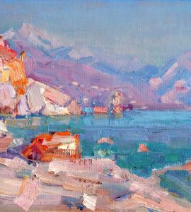 The Bay near Bar Montenegro, by Barry John Raybould, 22.5cm x 30cm, Oil on Linen, 2021