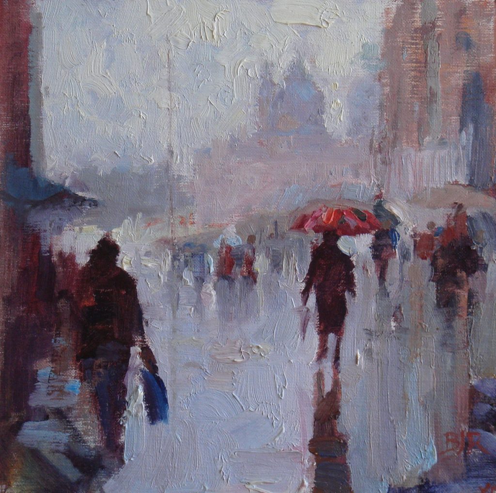 Rainy Day In Venice, by Barry John Raybould, 10in x 10in, Oil on Linen, 2007