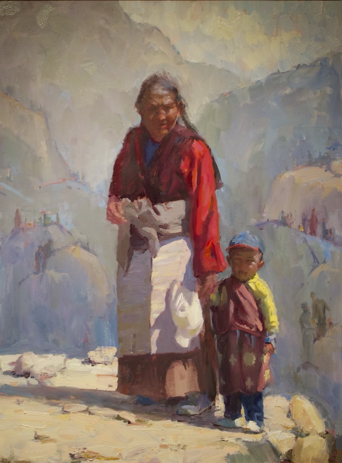 Just Grandma and Me Shoton Festival Tibet, by Barry John Raybould, 40in x 30in, Oil on Canvas, 2013