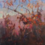 oil painting landscape of Autumn Persimmons, Montenegro, by Barry John Raybould