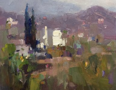oil painting landscape in Montenegro, by Barry John Raybould
