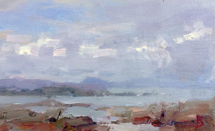 Cat. No. 1480 Ring of Kerry in the Rain, Ireland -14cm x 23cm - Oil on Canvas - 2022