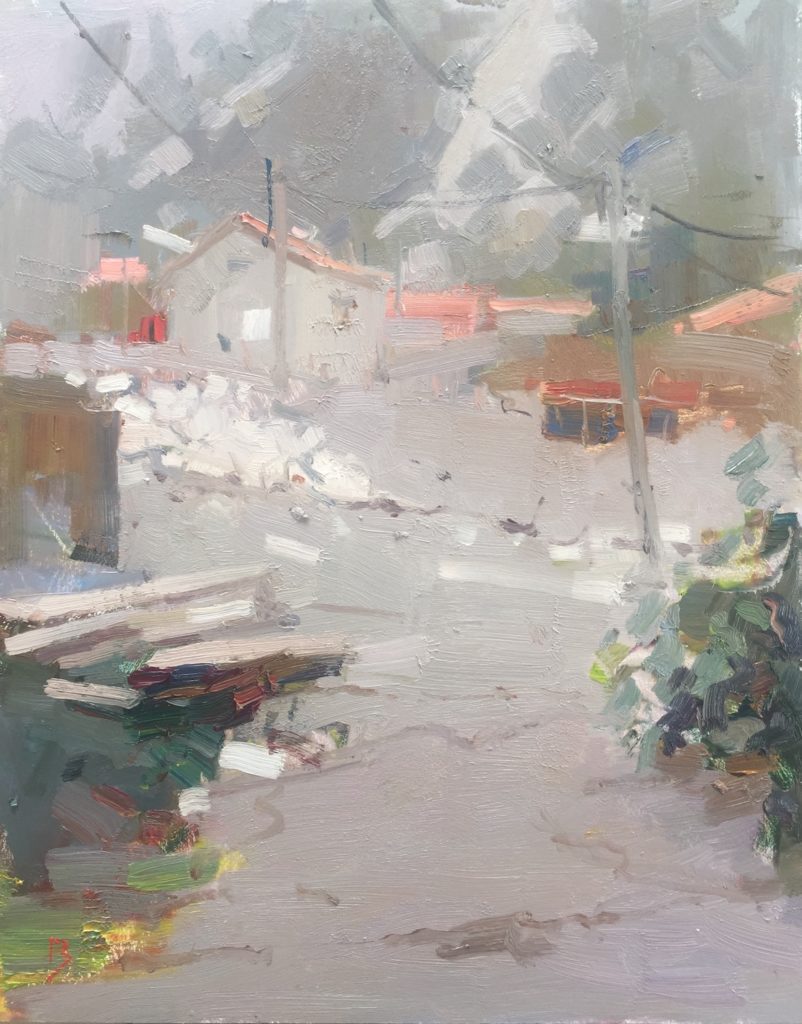 Cat. No. 1493 Sleepy Mountain Village, Utrg, Montenegro - 35cm x 28cm - Oil on Board - 2022