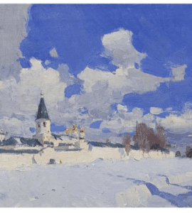 snowscape by contemporary Russian Impressionist painter Ivetta Lokhmatova