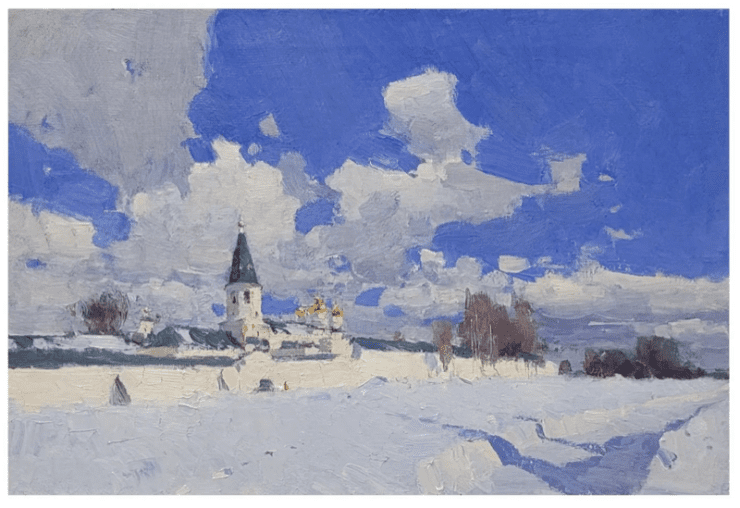 snowscape by contemporary Russian Impressionist painter Ivetta Lokhmatova