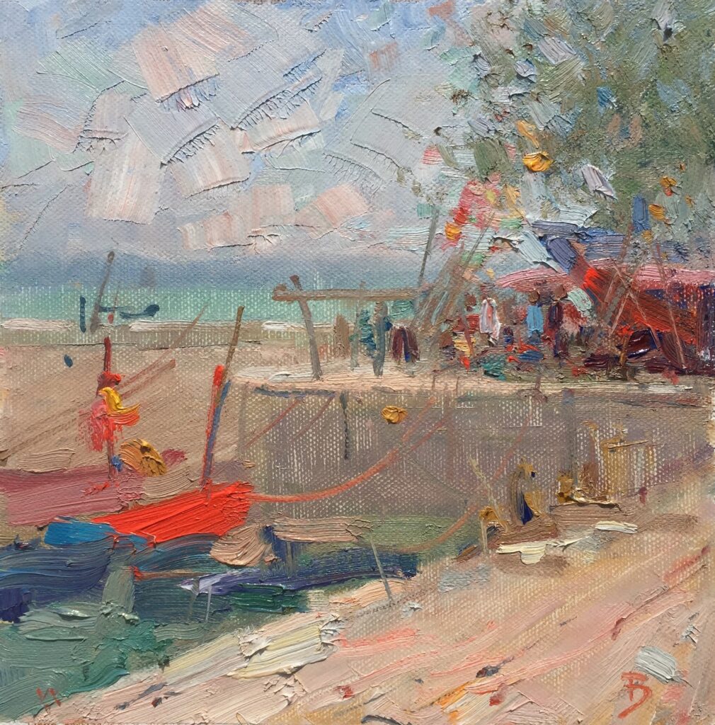 Cat. No. 1351 Thailand Harbor 24cm x 24cm Oil on Linen 2020